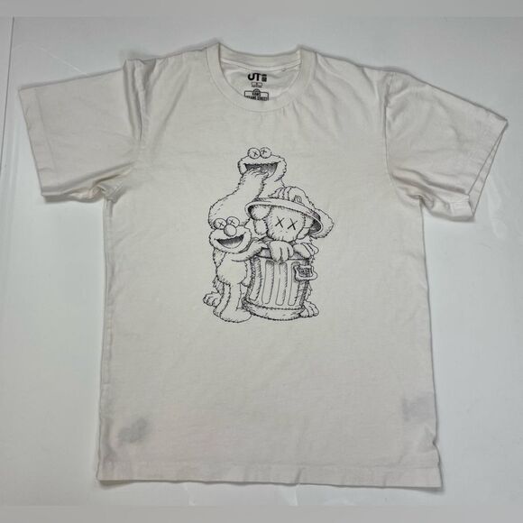 Uniqlo Kaws Sesame Street Graphic T-shirt Women Small White Short Sleeve Art - Picture 1 of 9